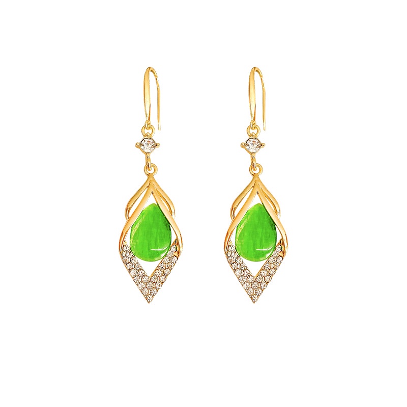 Anting Kait Gantung Sterling Silver 925 Desain Berlian Opal Mewah Untuk Wanita