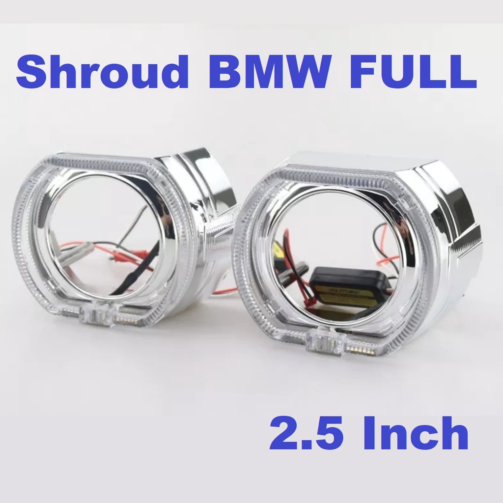 Shroud Projector BiLED BMW FULL Sport Angel Eye Crystal Projie HID 2.5 Inch 3 Inchi Inci Kristal Motor Mobil