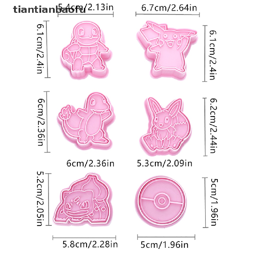 6 Pcs / set Cetakan Kue Desain Kartun Anime Pikachu Pokemon Untuk Hadiah