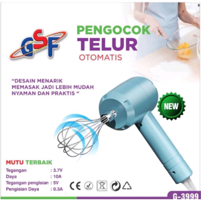 Pengocok telur electrik cas/ Pengocok telur GSF/Pengocok telur otomatis