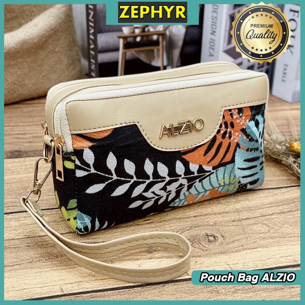 BISA COD Dompet Wanita HPO Panjang Pouch Bag 2ruang serbaguna - ALZIO FLORA 2REST Zephyr