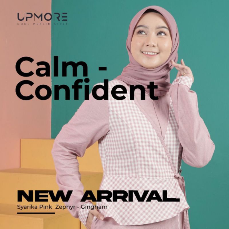 GAMIS UPMORE SYARIKA PINK ZEPHYR GINGHAM