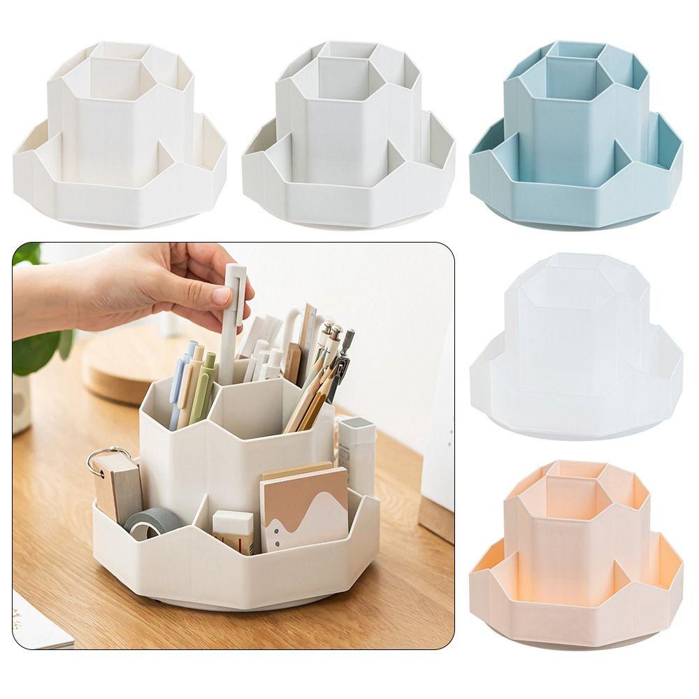 Top Rotate Pen Holder Multifungsi Alat Tulis Kapasitas Besar Desktop Storage Box