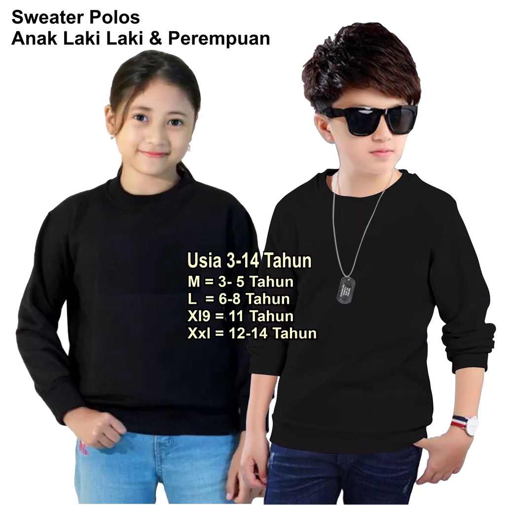 MODEL TERBARU SWEATER CREWNECK ANAK USIA 2-14 TAHUN /CREWNECK ANAK LAKI LAKI / CREWNECK PEREMPUAN TERLARIS