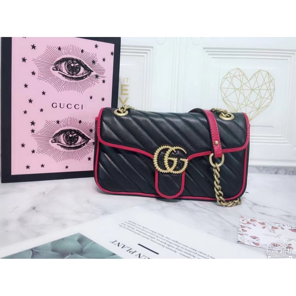 Gucci 2022 latest classic fashion GG Marmont chain messenger bag