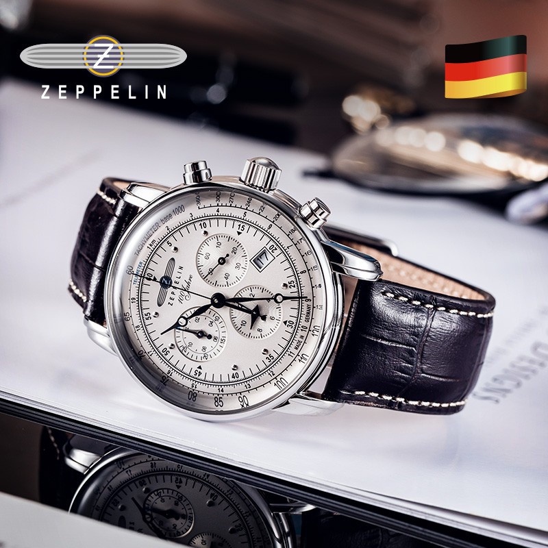 Zeppelin Watch for men Top Waterproof luxurious Leather Business Casual Quartz Watch Men's Three Eye