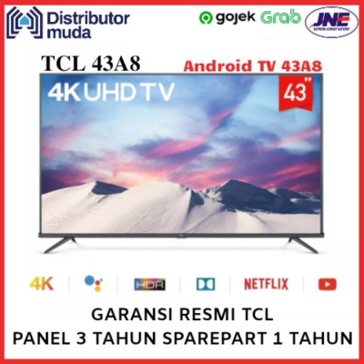 TCL Android Smart UHD 4K TV 43 Inch 43A8 Murah