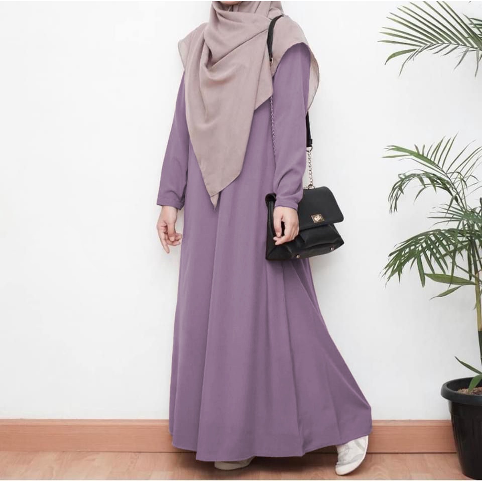 Gamis Polos Syakila Lengan Kancing Simpel Size S M L XL XXL Dress Polos Gamis Jumbo BIg Size