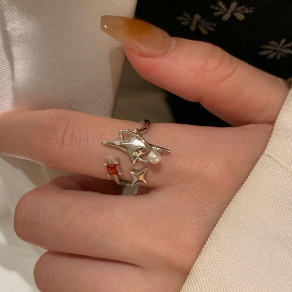 Mxbeauty Wanita Cincin Hadiah Kepribadian Berongga Keluar Fashion Perhiasan Unisex Temperamen Gaya Korea Ring