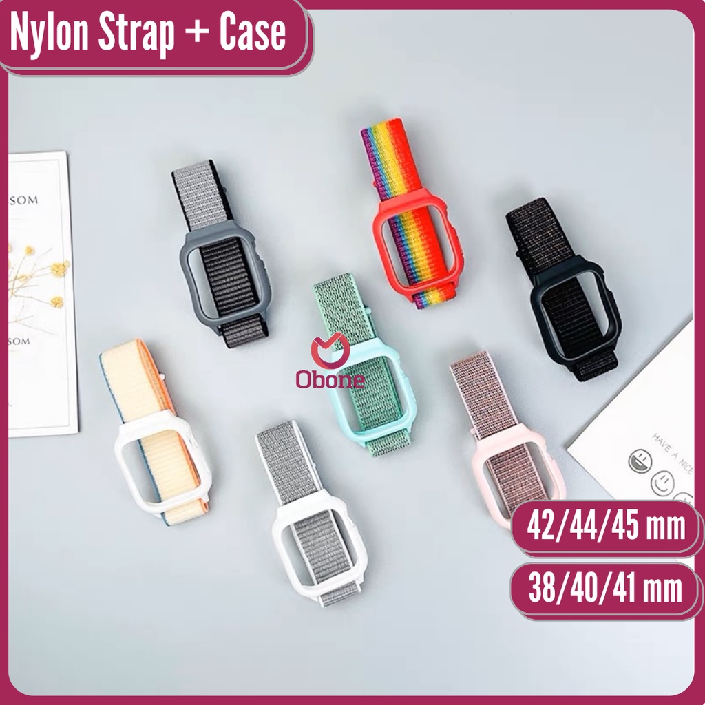 2 in 1 Strap + Case untuk iwatch T500 / T55 / HW / IWO /DT / S20 Seri Smartwatch Nilon Tali Jamtangan