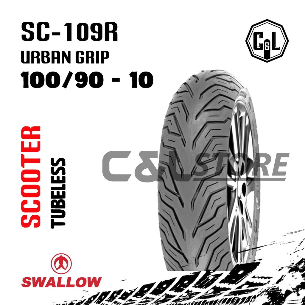 BAN LUAR MOTOR SWALLOW 100/90-10 RING 10 SC-109R URBAN GRIP TUBELESS