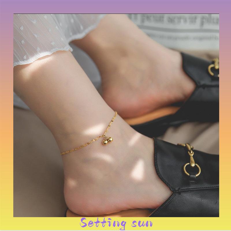 Anklet Emas 18K Wanita Titanium Steel Fairy Sederhana Tidak Memudar Rantai Tipis TN