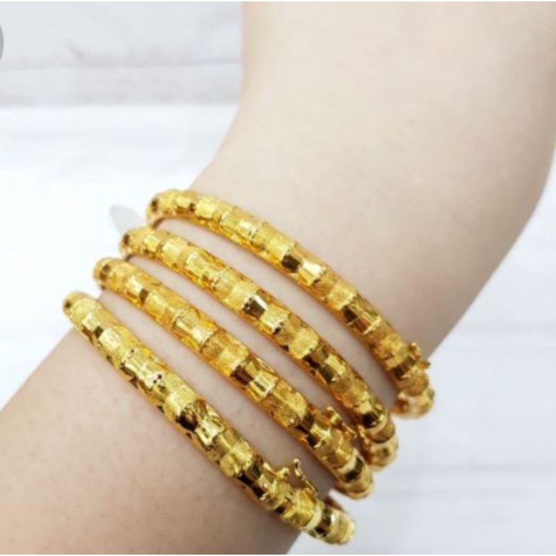 gelang keroncong dubai isi 4 lapis emas 24k titanium asli