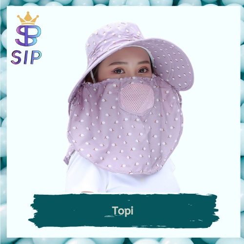 Topi Visor Lipat Wanita Anti UV Lebar / Topi Pantai Cadar