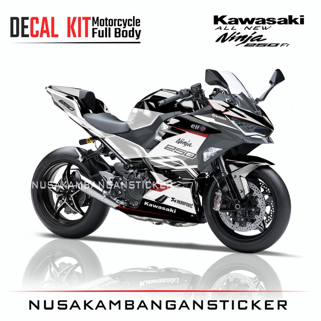 STIKER DECAL SEPEDA MOTOR KAWASAKI NINJA 250 FI ALL NEW FULL BODY ZX 250 PUTIH GRAFIS RACING TEAM ST