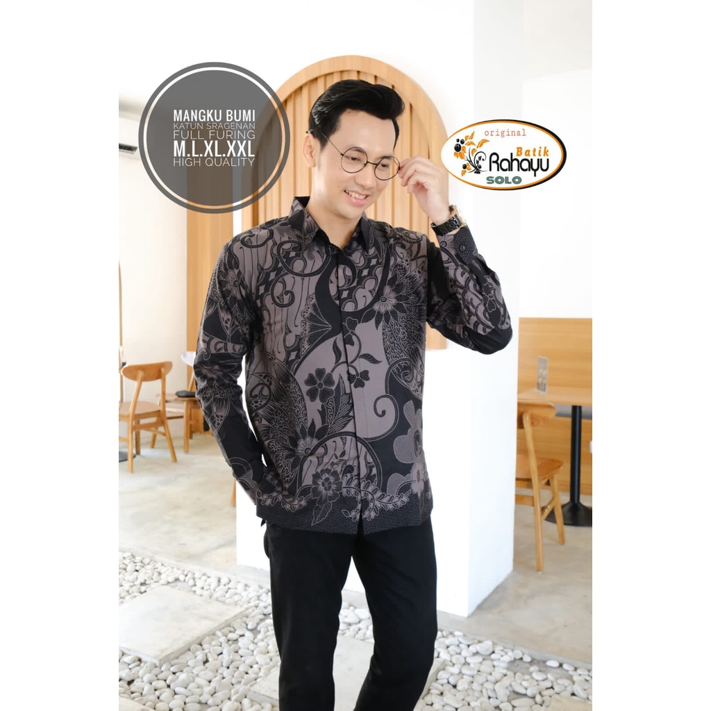 MANGKUBUMI RAHAYU KEMEJA BATIK PRIA SOLO LENGAN PANJANG PENDEK LAPIS FURING ATASAN PREMIUM MODERN