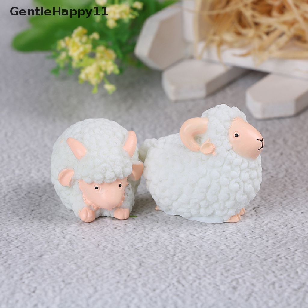 Gentlehappy 1pc Patung Kerajinan Domba mini Ornamen Taman Miniatur Peri Dekorasi Taman diy id