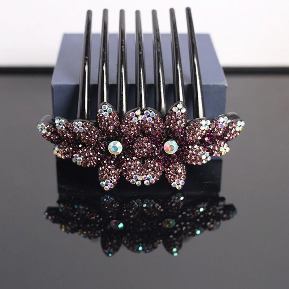 Needway   Sisir Rambut Bunga Hiasan Rambut Jepit Rambut Simple Elegan Bridal Wedding Diamond Untuk Wanita Korean Style Hair Clip