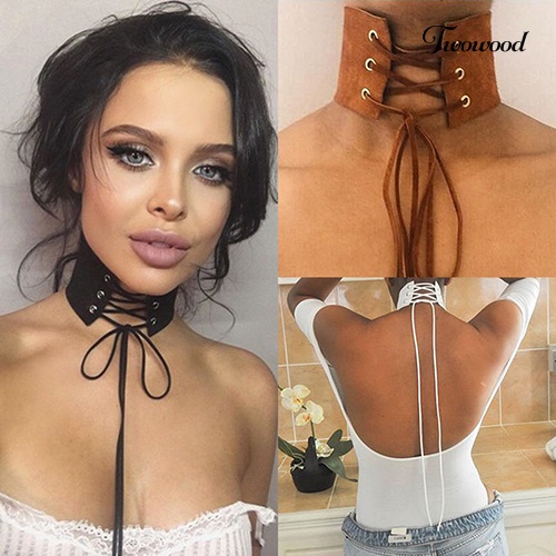 Kalung Choker Bahan Suede Gaya Retro Gothic Untuk Wanita