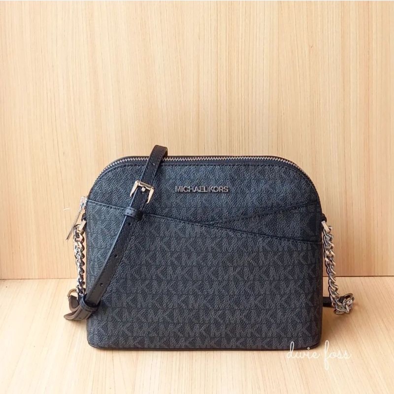 SALE Tas Michael Kors MK Jetset Travel Dome Crossbody Signature Black Original