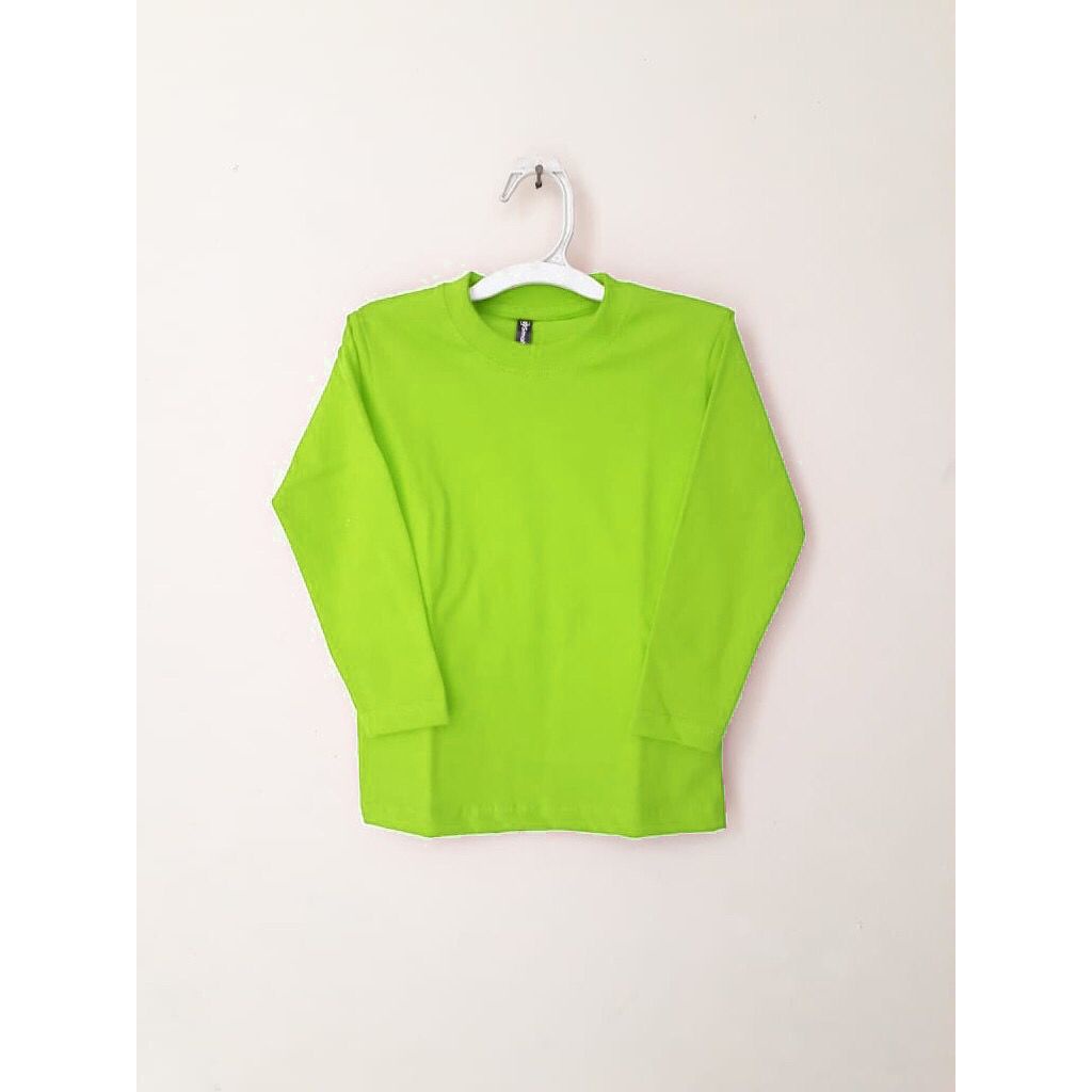 KAOS POLOS ANAK LENGAN PANJANG - HIJAU STABILO