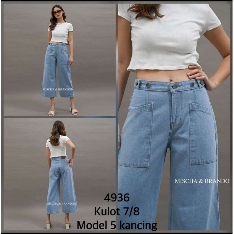 KULOT 7/8 JEANS M&B KANTONG DEPAN MODEL 5 KANCING