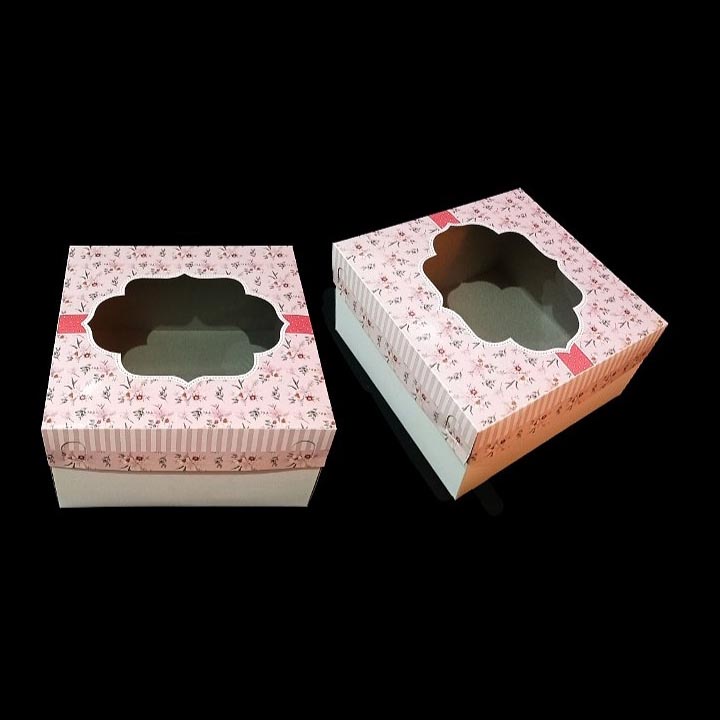 

5 Pcs Box Kue Bolu Motif Tutup Bunga Pink Kardus Roti Brownies Chiffon Packaging Kotak Cake Lapgit Ukuran 22x22xx12 cm