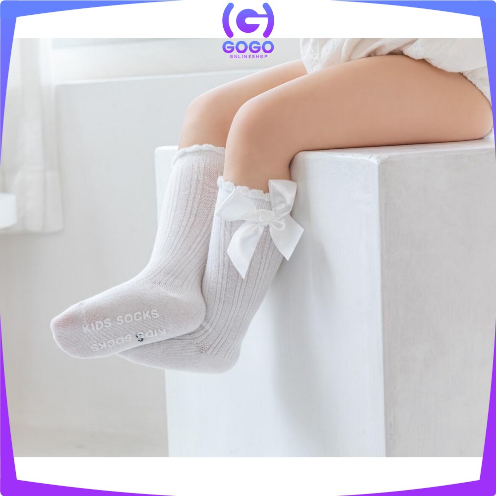 GOGO-P89 Kaos Kaki Anak Perempuan Panjang Pita Anti Slip Kaos Kaki Anak Cewek Antislip Kids Sock