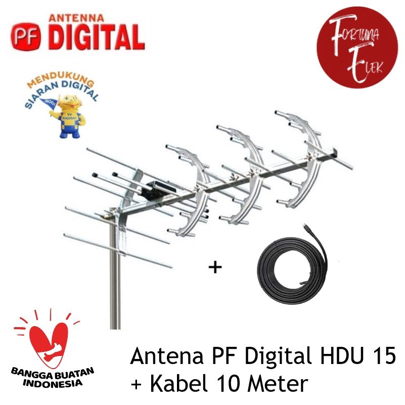 PF Antena Digital Outdoor Luar Ruangan HD-U15 / HD U 15 Free kabel 10 Meter