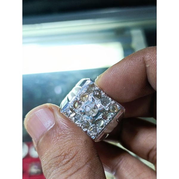 natural belahan berlian banjar super luster ring perak