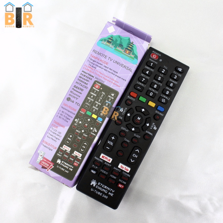 Remote TV Universal LCD LED SMART Android youtube netflix Receiver U-TUBE 240 (polyvision philips advance bazooke dll)