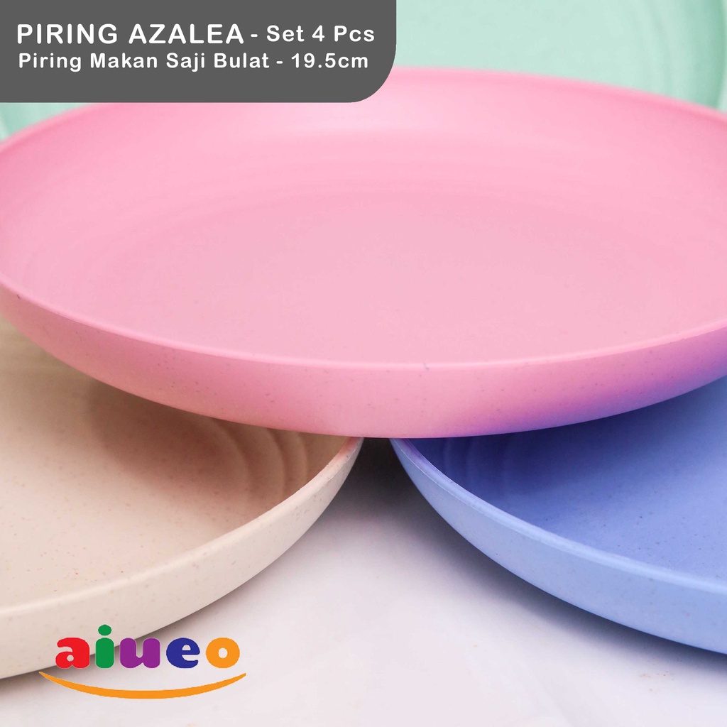 AIUEO Round Plate 20cm Wheat Straw Piring Makan BPA free Warna Warni Piring Anak Piring Keluarga Piring Saji Aesthetic Estetik Plastik