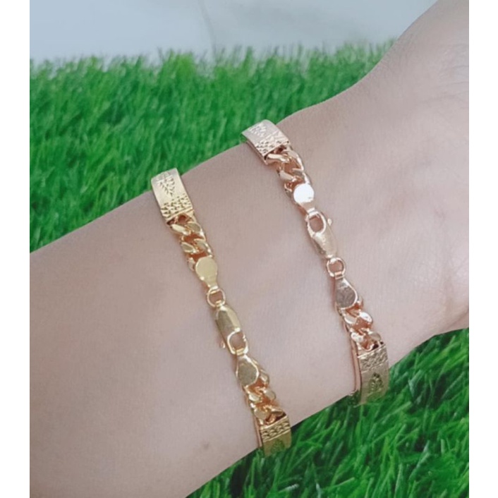 Gelang rantai + penang ukir 3×/gelang perak asli silver 925 lapis emas/ gelang fashion wanita terbaru