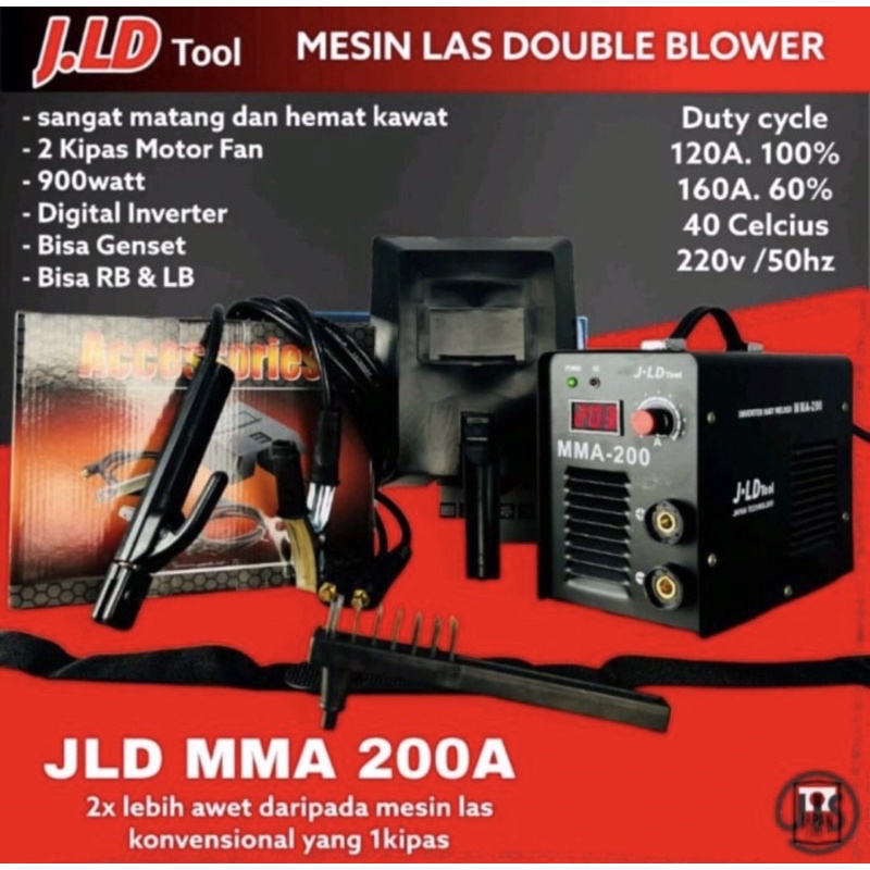 Mesin las JLD 900W 200A heavy duty las listrik Trafo las dobel blower