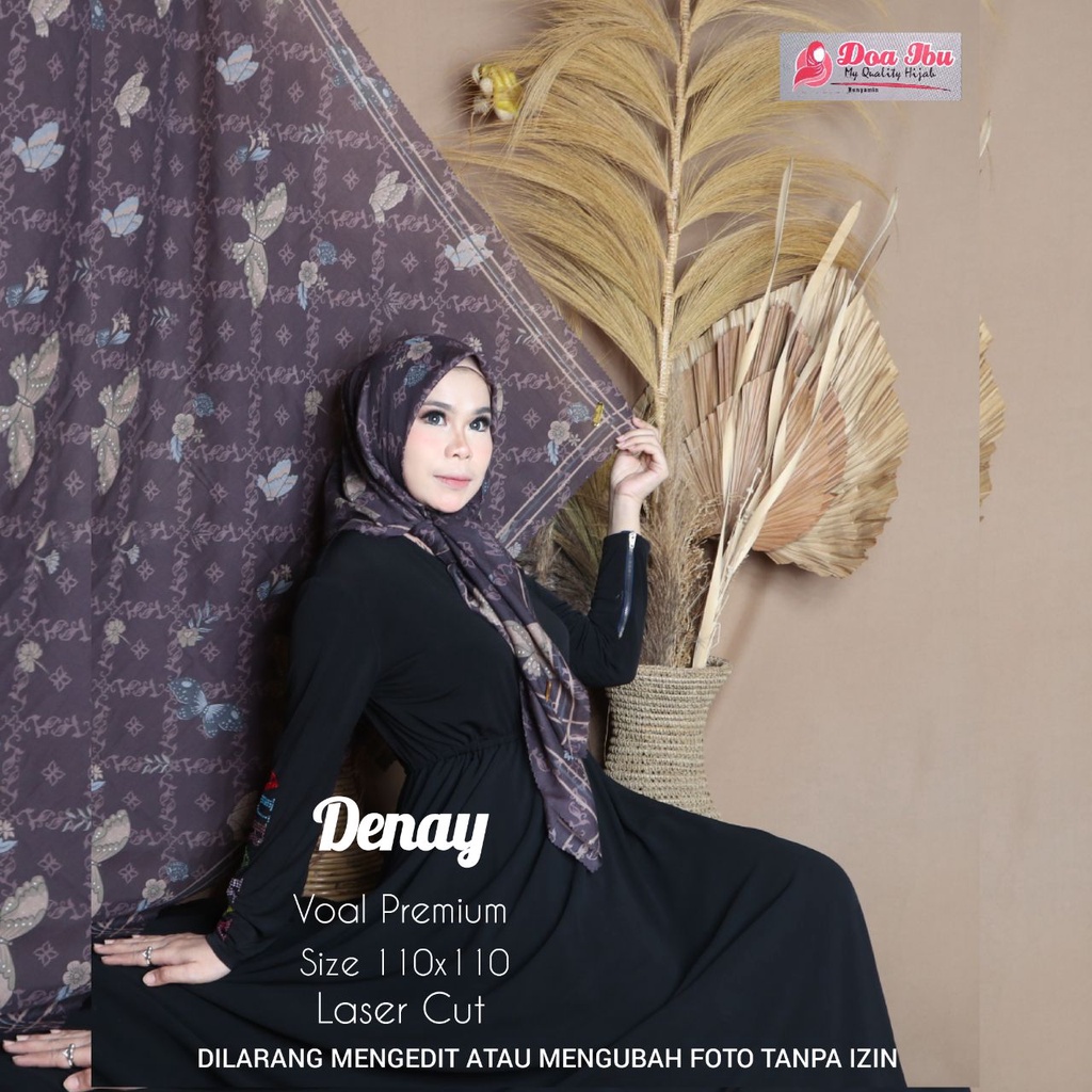 279 SEGI EMPAT DOI TERBARU MOTIF BARU JILBAB SEGI EMPAT DOA IBU DEENAY KW /HIJAB DENAY LC VOAL PREMI
