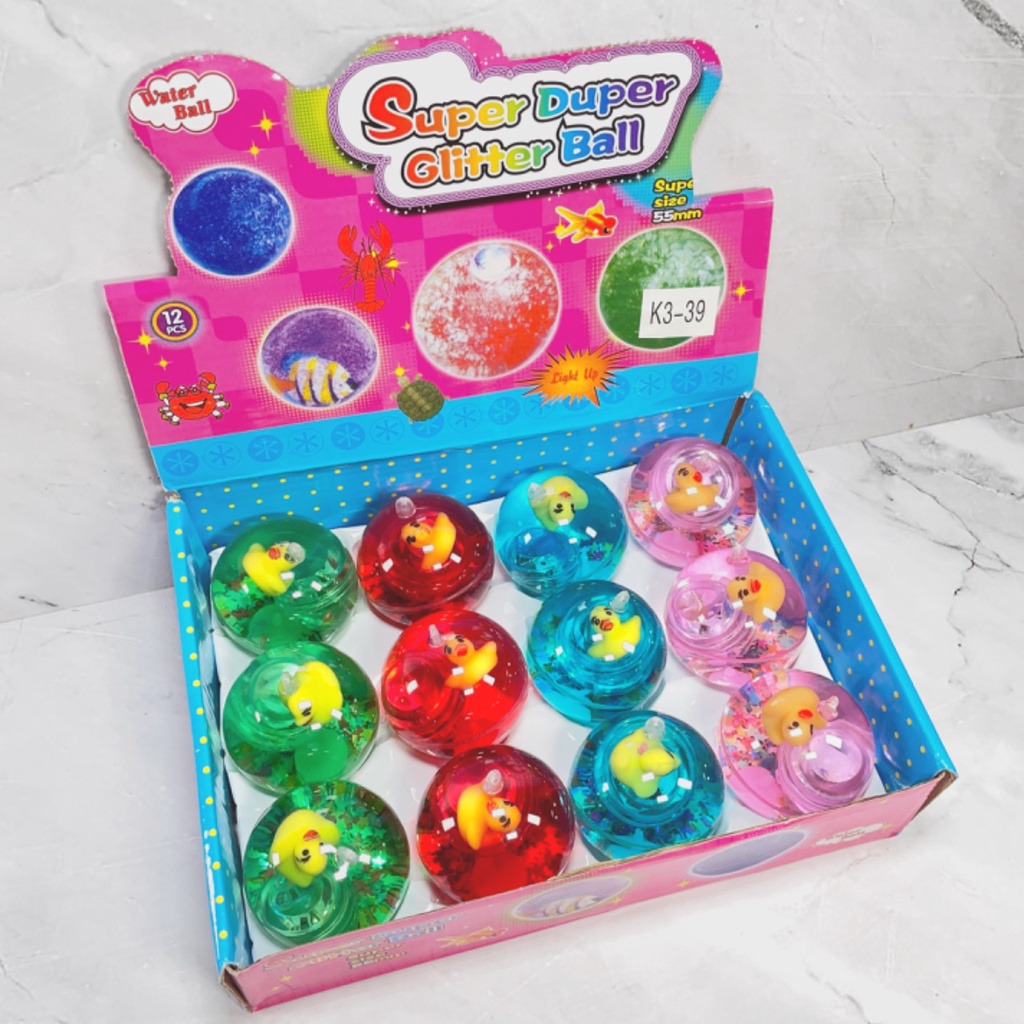 Mainan Bola Anak Nyala Bercahaya Warna Warni Super Duper Glitter Ball