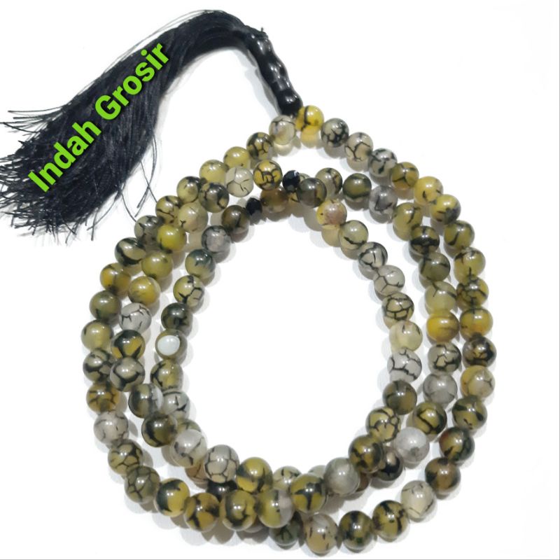 TASBIH BATU AKI SISIK NAGA KUNING 8MM 99BUTIR ORIGINAL