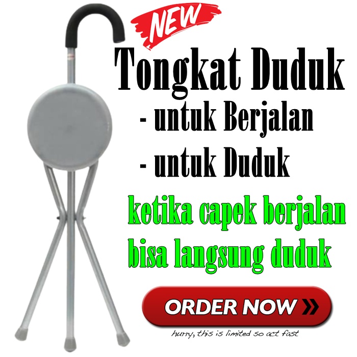 Kursi Tongkat Lipat Ketika capek berjalan bisa langsung duduk efisien tongkat serbaguna kursi tongka