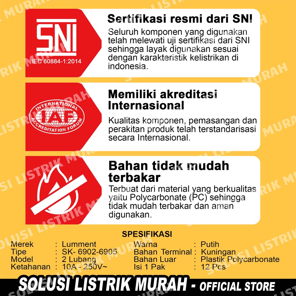 Lumment Stop Kontak Arde SNI Kualitas Bagus Tanpa Kabel Lubang 5, 4, 3, 2 Stopkontak Terminal Listrik Colokan Listrik