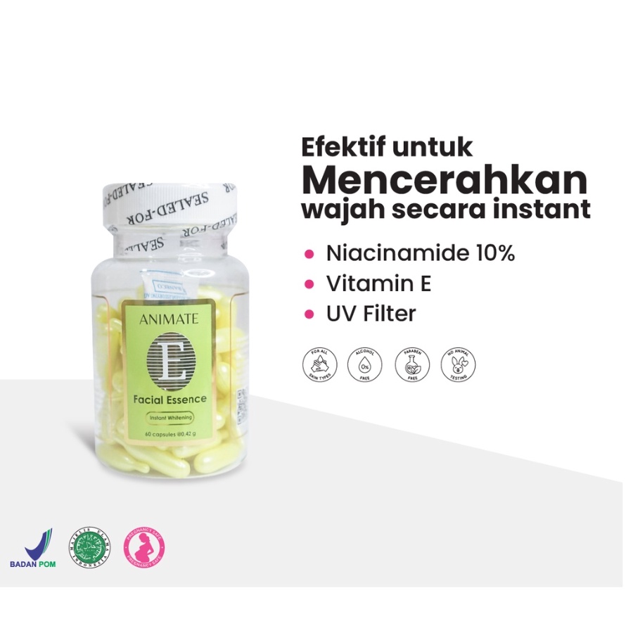 ANIMATE KAPSUL Facial Essence Serum Vitamin E isi 60 kapsul