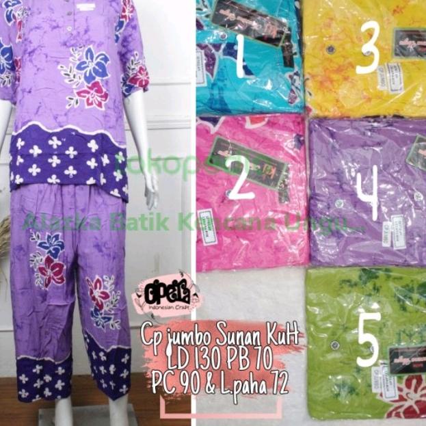Setelan Celana Panjang Jumbo Motif Sunan Batik Kencana Ungu Label Hita