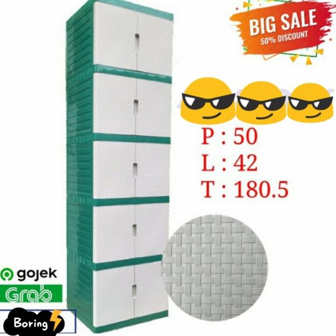 

Lemari plastik 5 susun ARTHA model rotan stock ready