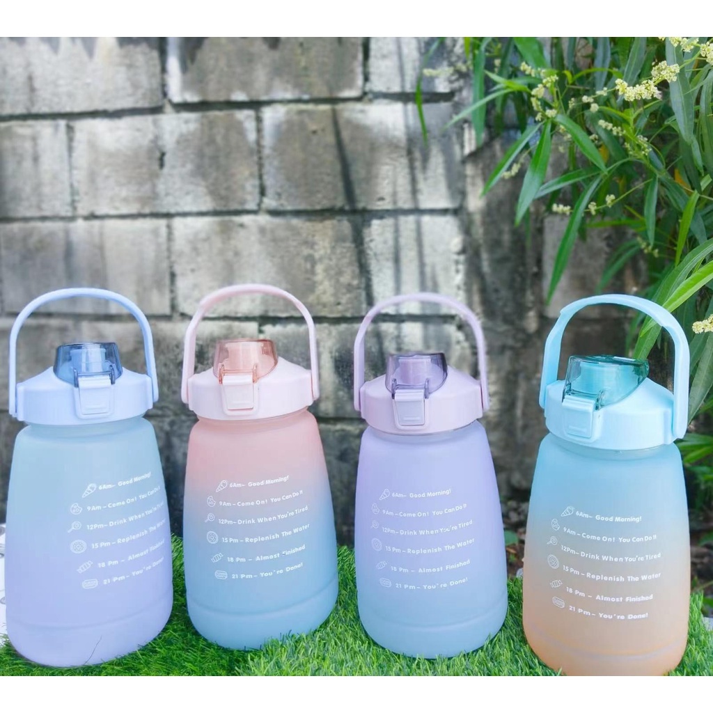 【Gratis tali panjang&amp;2D&amp;3D stiker】Botol Minum 1500ML / 1.5L Botol Korea VIRAL Botol Anak dan Dewasa