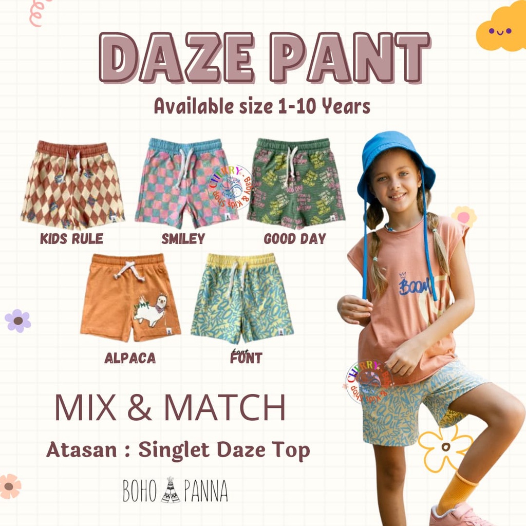 BOHOPANNA Daze Pant 1-10 Tahun Celana Print Graffiti Fashion Unisex CBKS