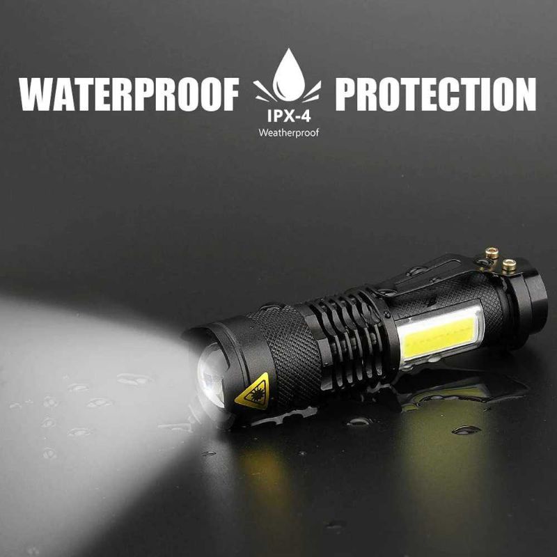 Shustar Senter LED Mini Flashlight USB Rechargerable XPE + COB - S-002