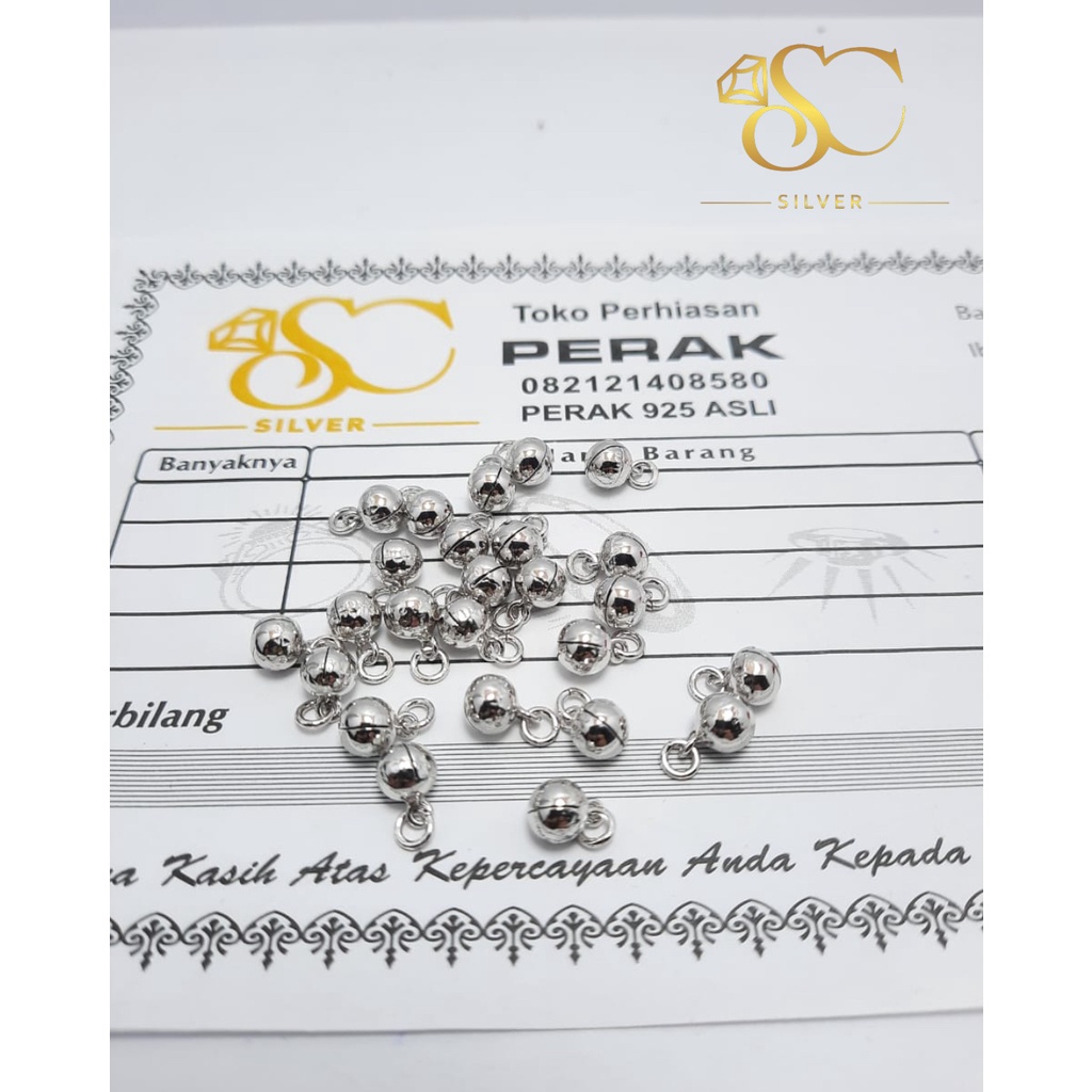 Krincing Bel Lonceng Asli Perak Silver 925 Lapis Emas Putih