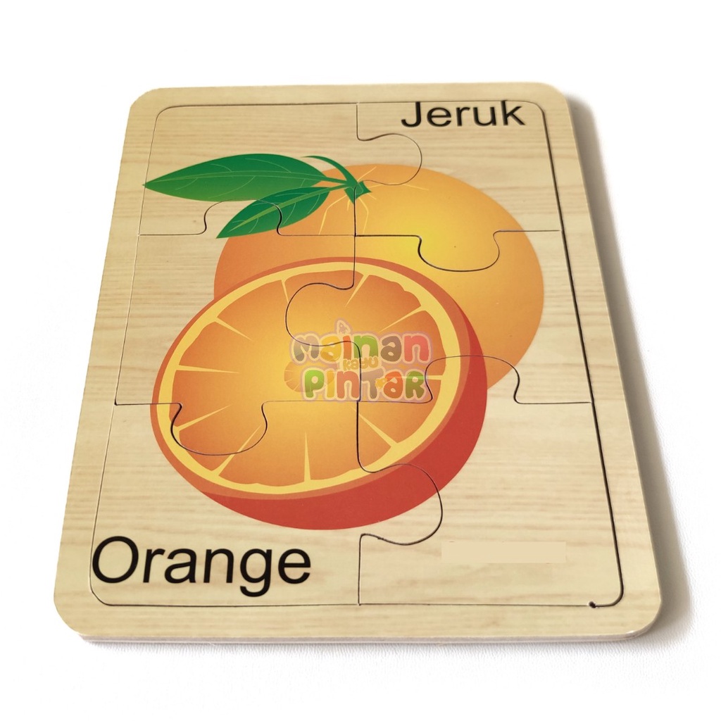 Puzzle Kayu Bongkar Pasang Gambar Orange Jeruk Sertifikat SNI