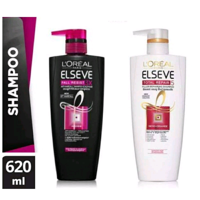 L'OREAL Elseve Shampoo 620ml, 620ml, Total Repair 5, Fall Resist / Loreal Shampo Hair Care