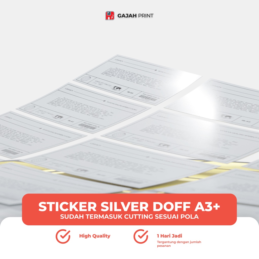 

Stiker Silver Doff A3+ Custom / Stiker Metalic Doff + Cutting Kiss Cut
