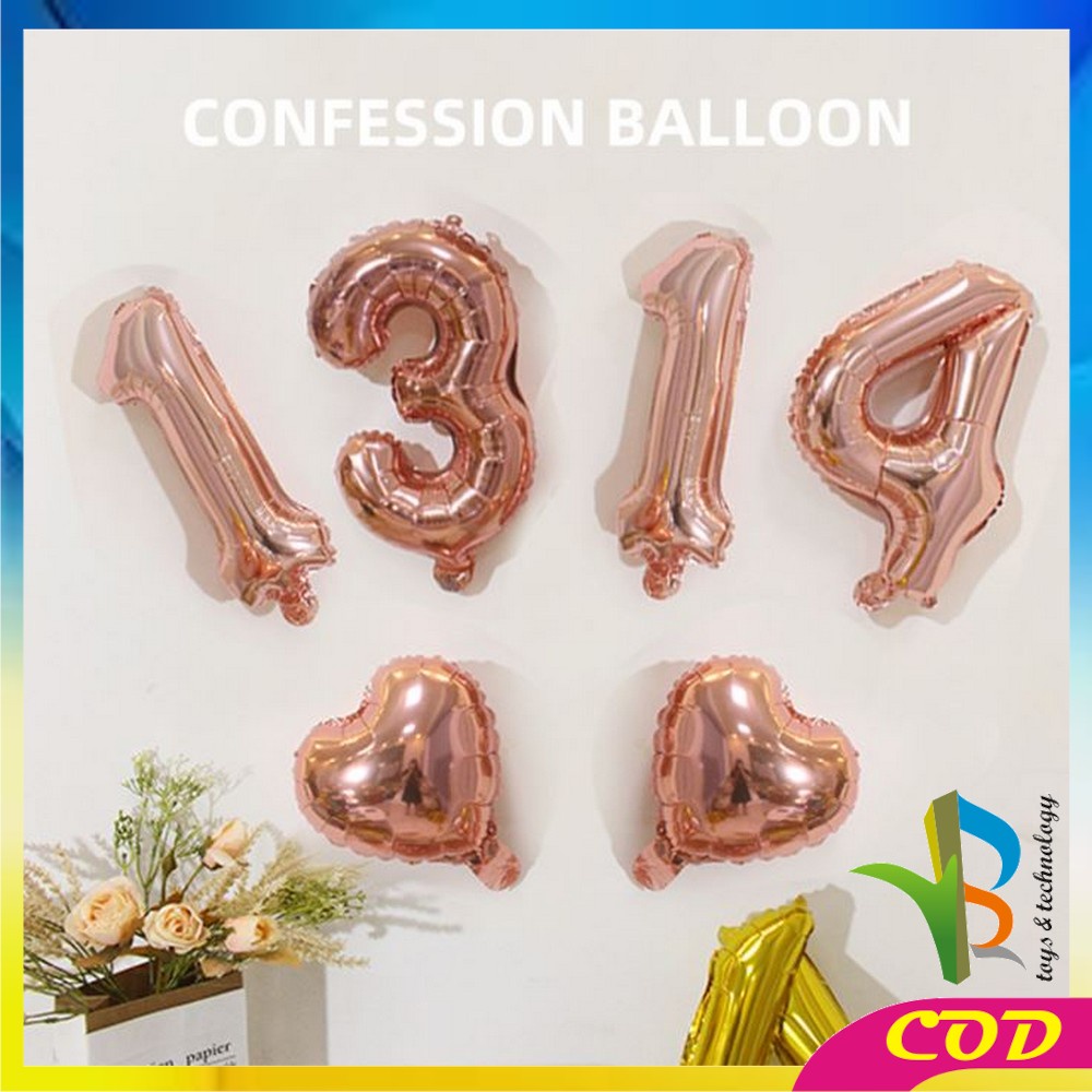 RB-C390 Balon Foil Huruf Rosegold A-Z Balon Foil Angka 0-9 / Ballon Foil Abjad Alphabet Angka Polos / Baloon Huruf Dan Angka Perlengkapan Ulang Tahun